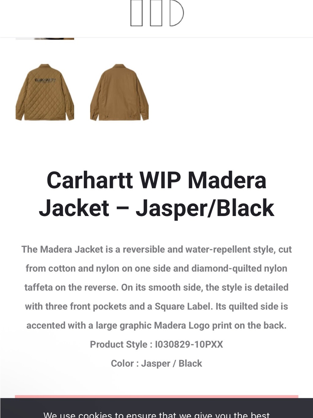 Carhartt Quilted Tan Diamond Puffer Jacket - Picture 5 of 6